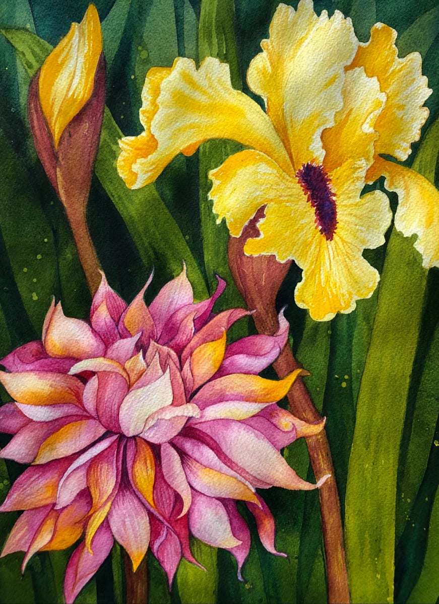 Garden Iris and Dahlia 