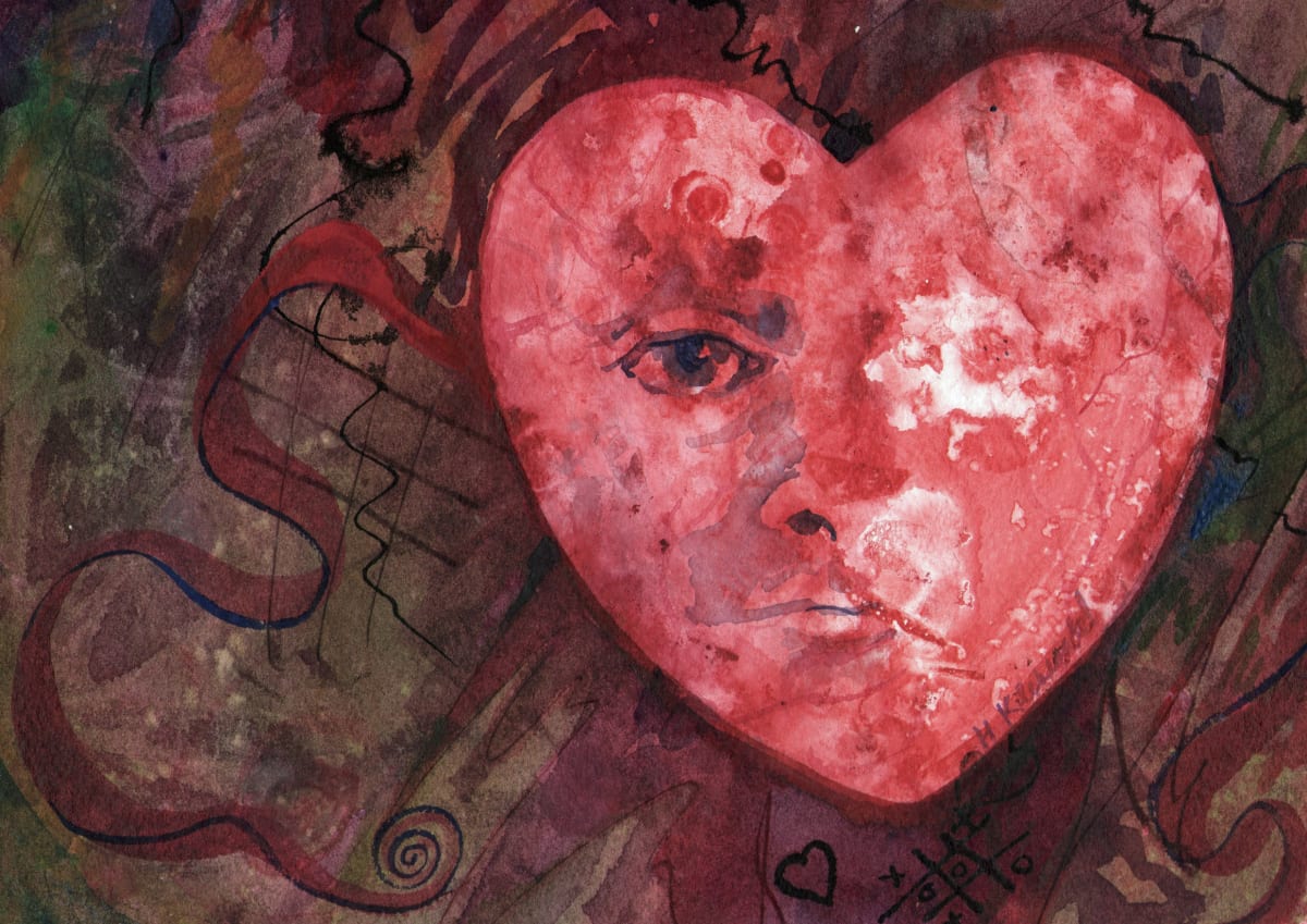 Heart an original watercolor by Helen R Klebesadel 