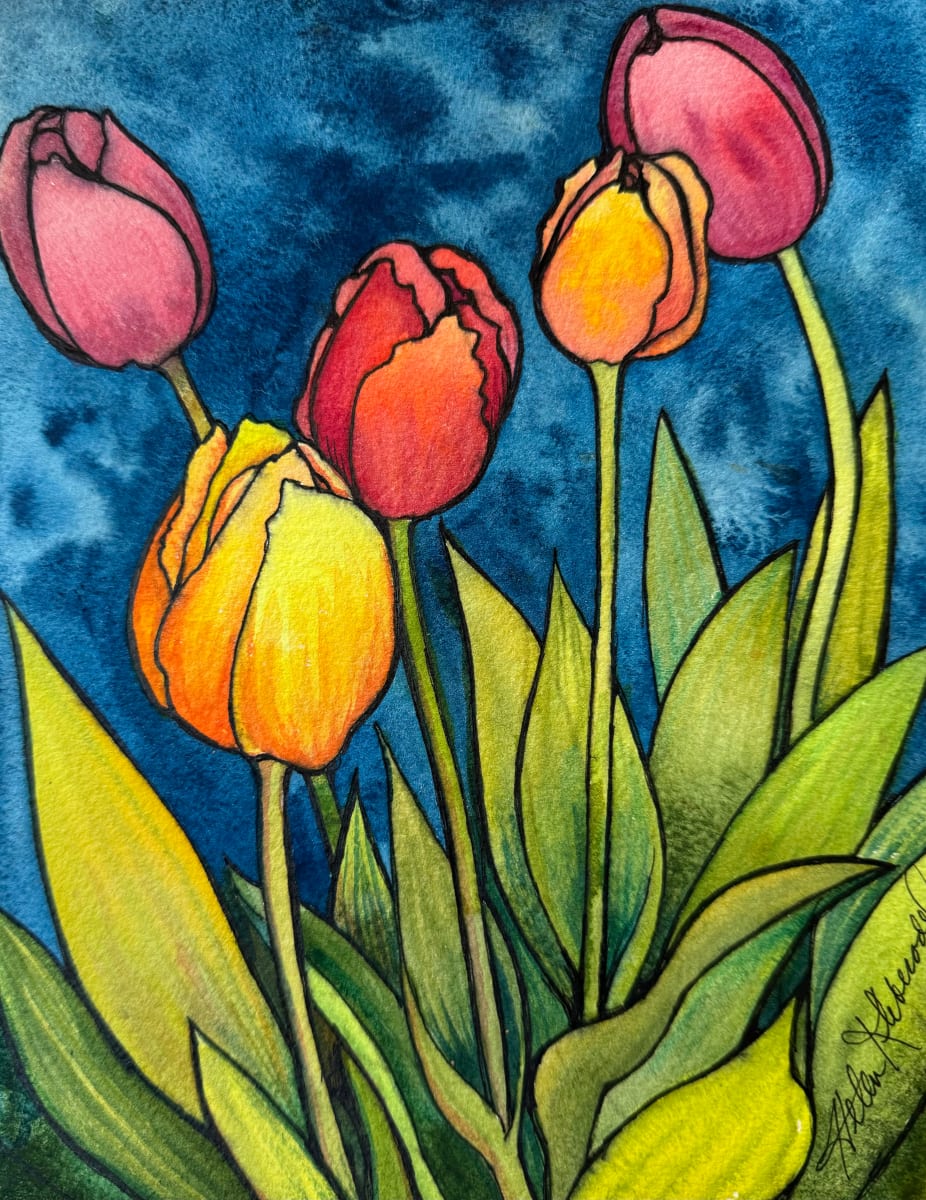 I like Lori's Tulips- Drawing a Day #210 by Helen R Klebesadel 