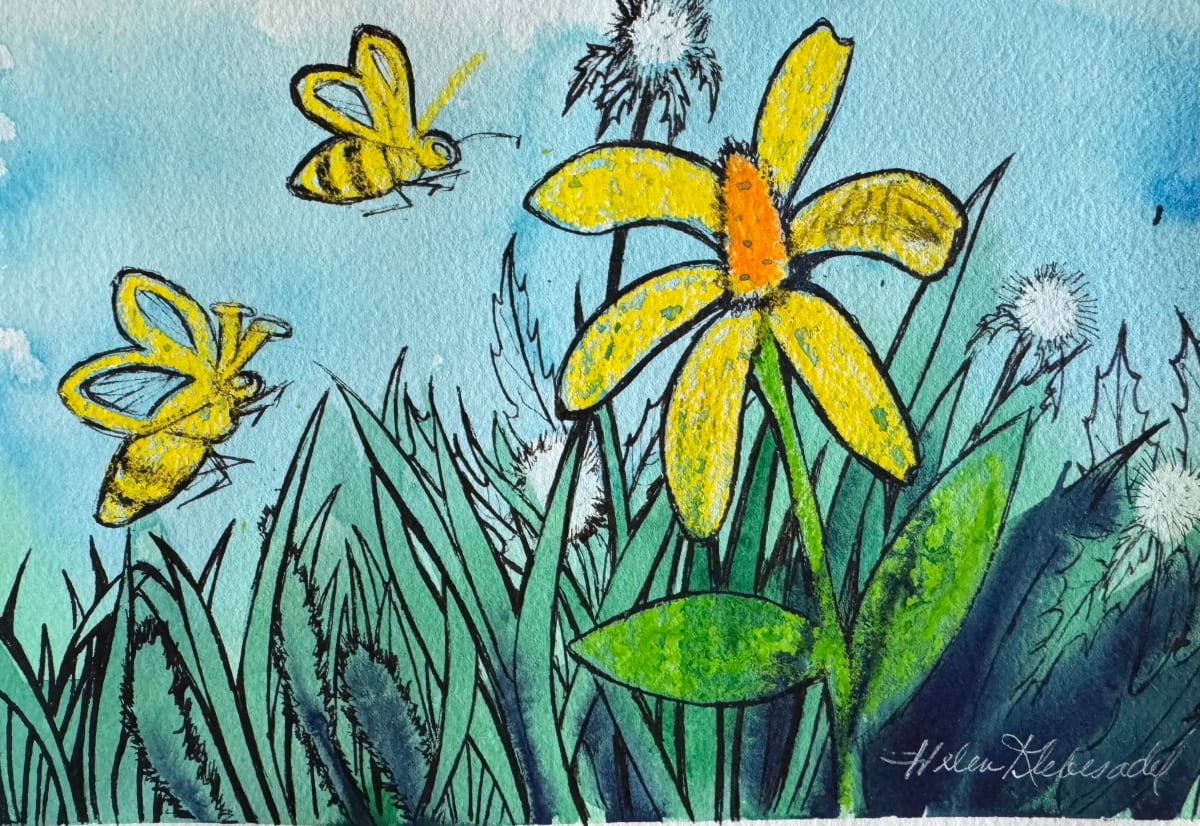 Bee-Cause - Drawing a Day #219 by Helen R Klebesadel 