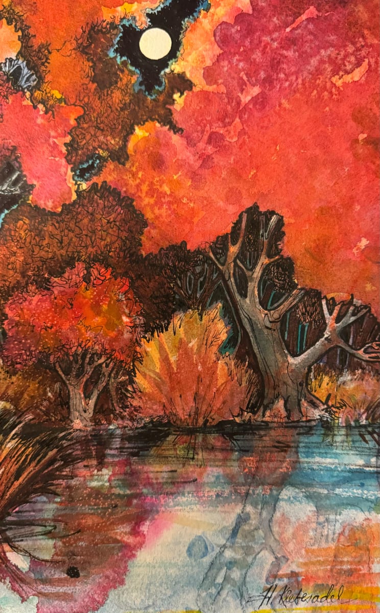 River View II - Drawing a Day #230 by Helen R Klebesadel 