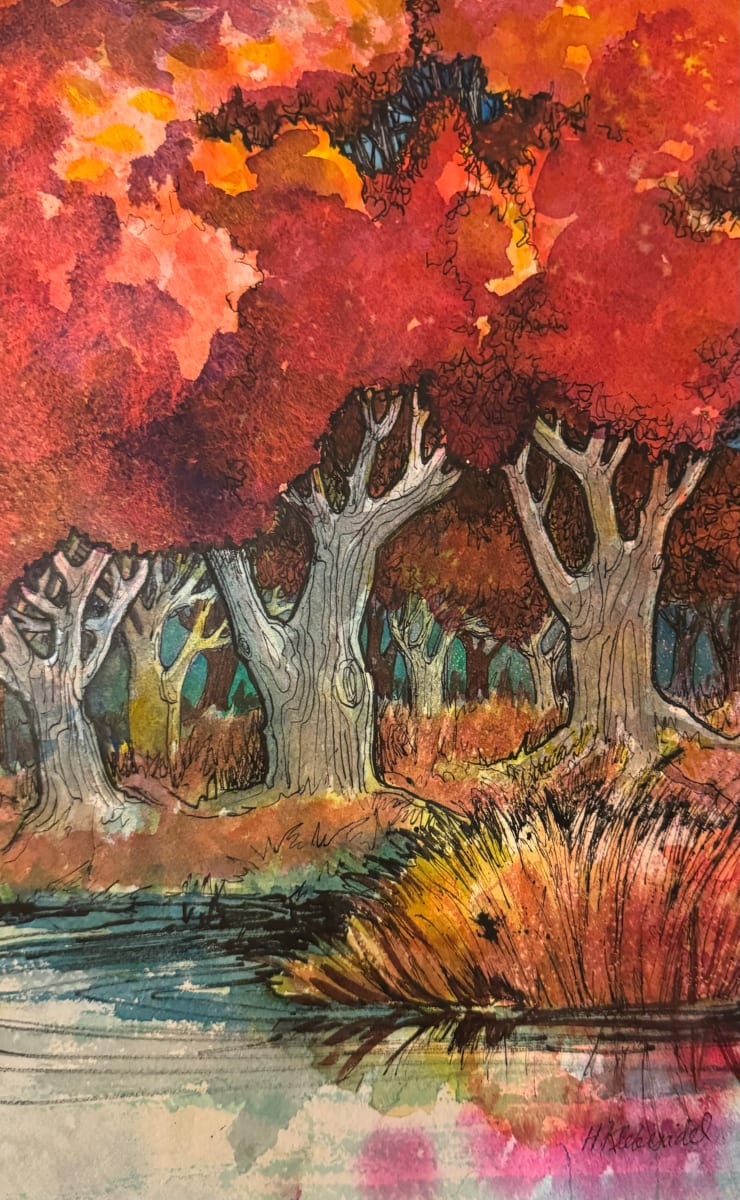 River View I - Drawing a Day #229 by Helen R Klebesadel 