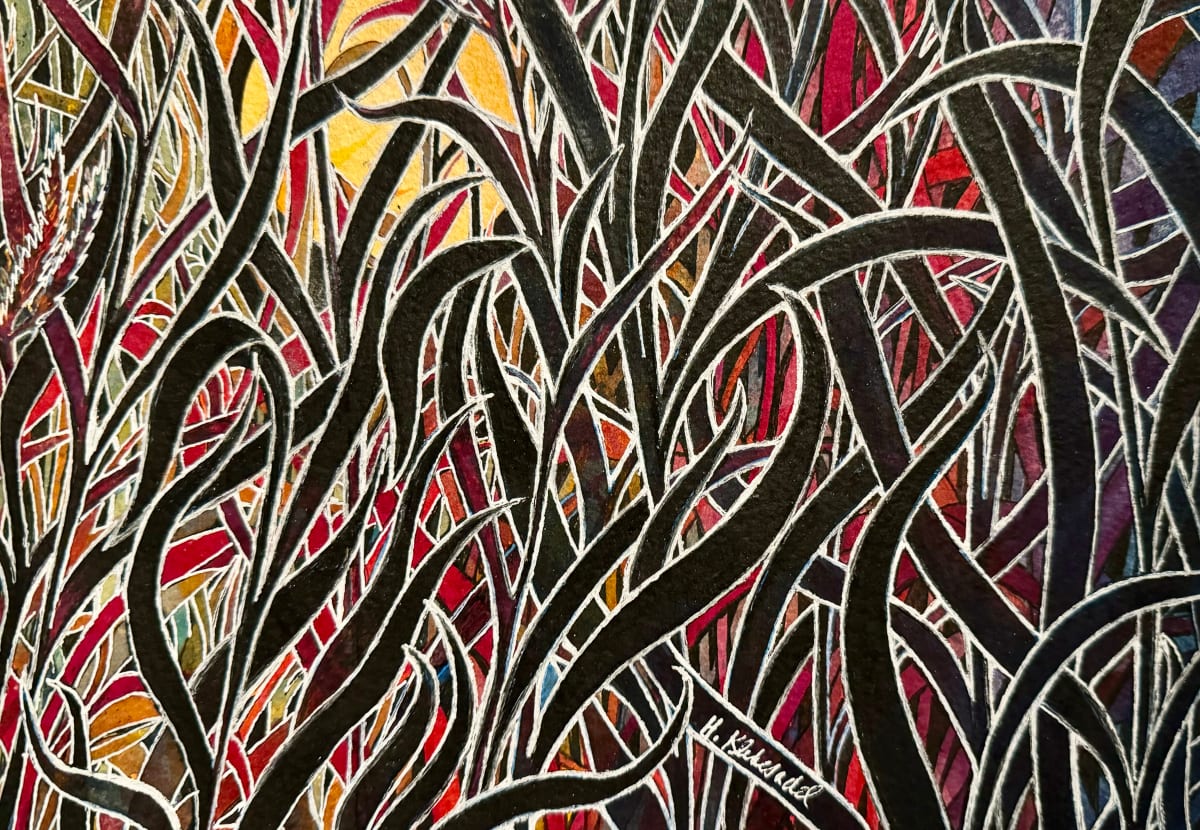 Grass Dance by Moonlight- Drawing a Day #236 by Helen R Klebesadel 