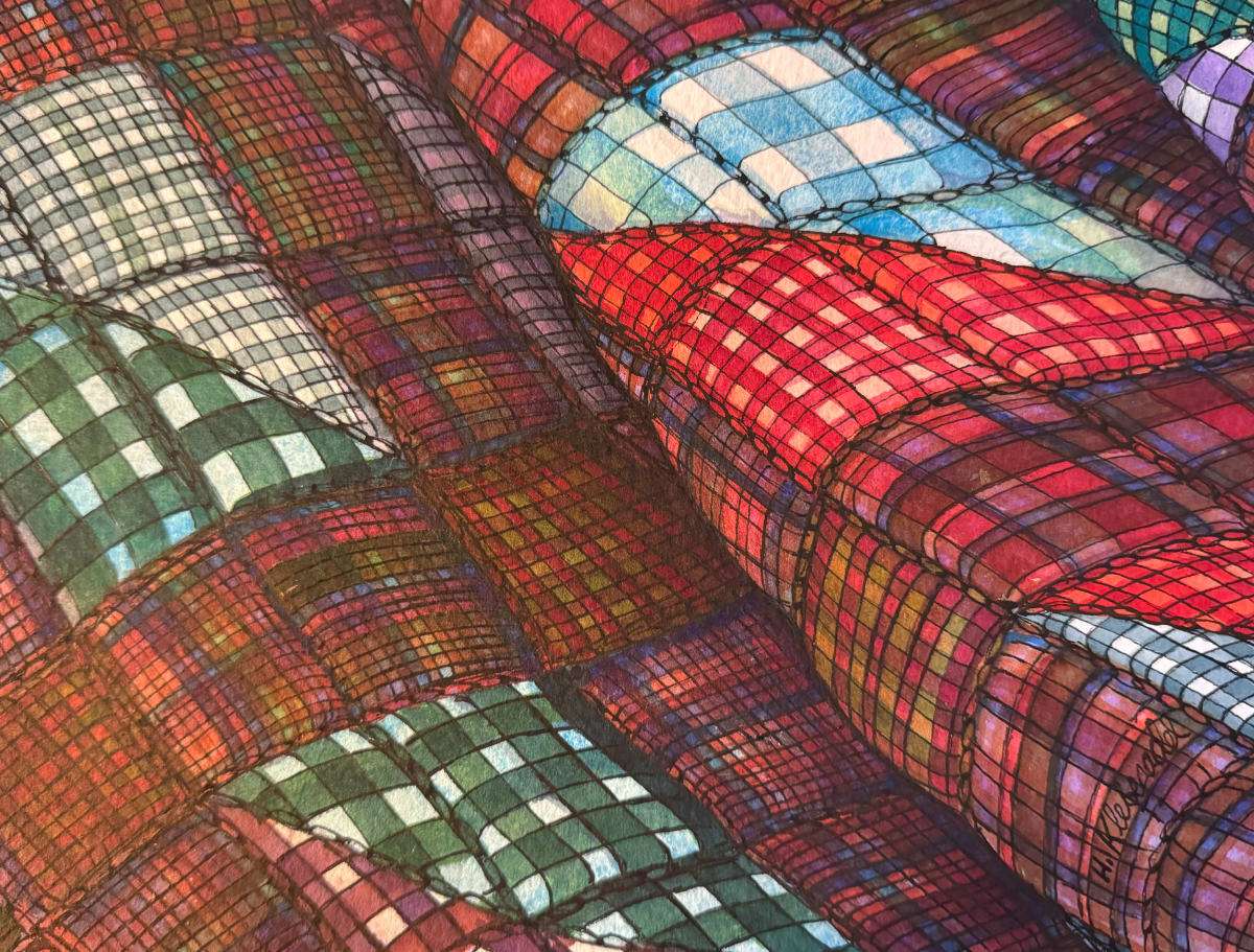 Pieced  V - Drawing a Day #251 by Helen R Klebesadel 