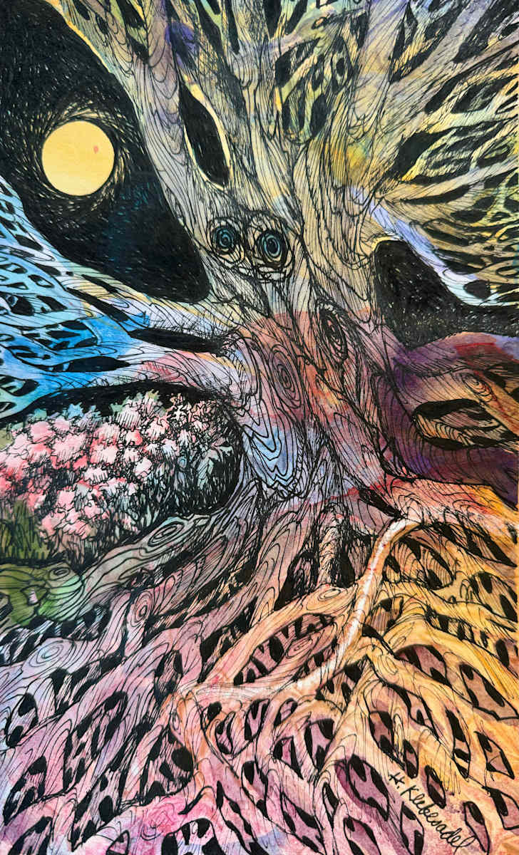 Grandmother Tree IV - Drawing a Day #277 by Helen R Klebesadel 