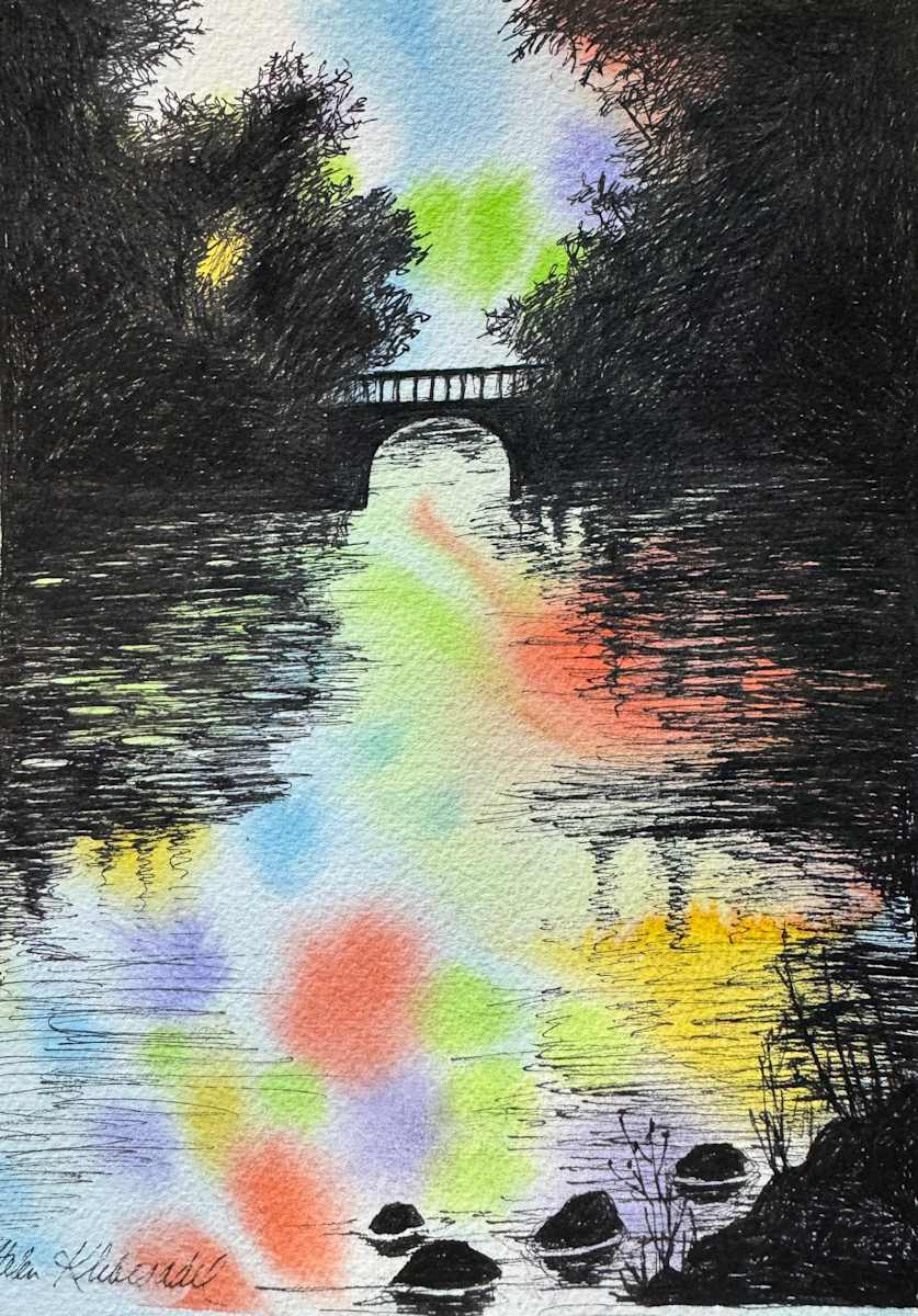 Bridges III - Drawing a Day #285 by Helen R Klebesadel 