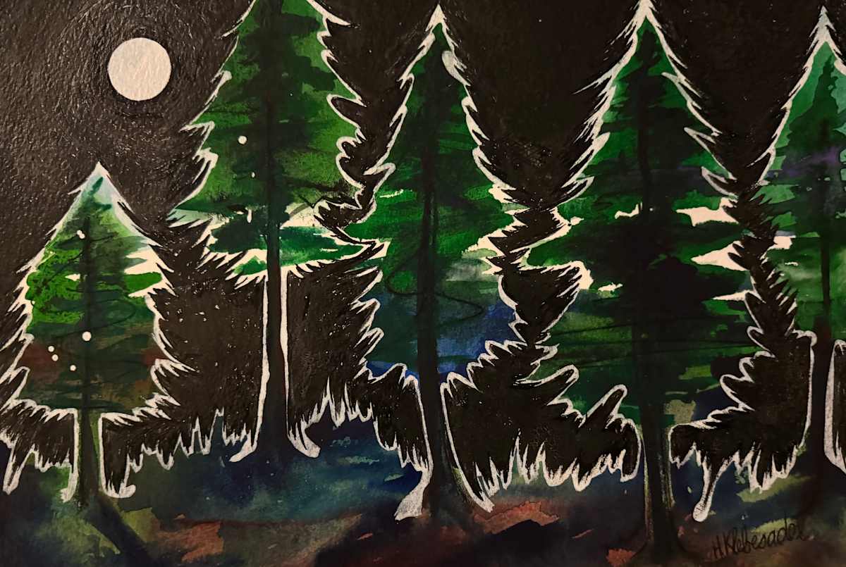 Harvest Moon -Drawing a Day #294 by Helen R Klebesadel 