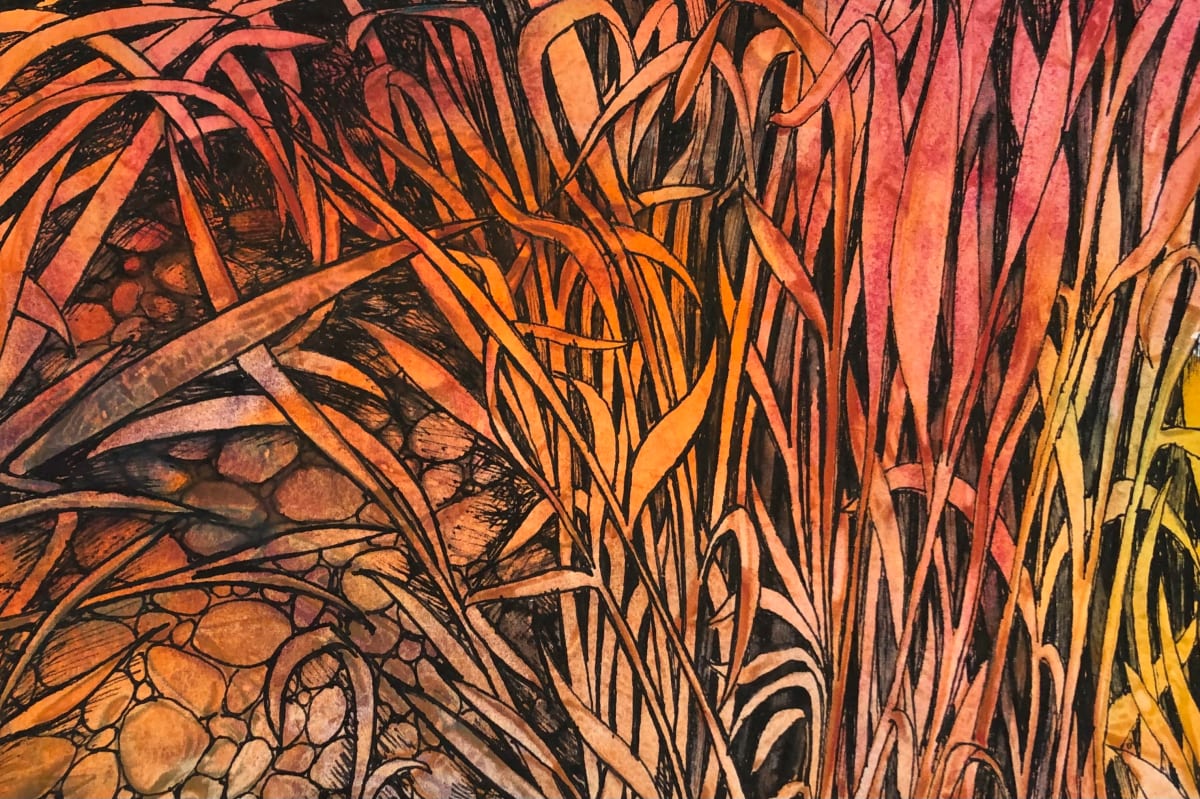 Grass from Stones - Drawing a Day #42 by Helen R Klebesadel 