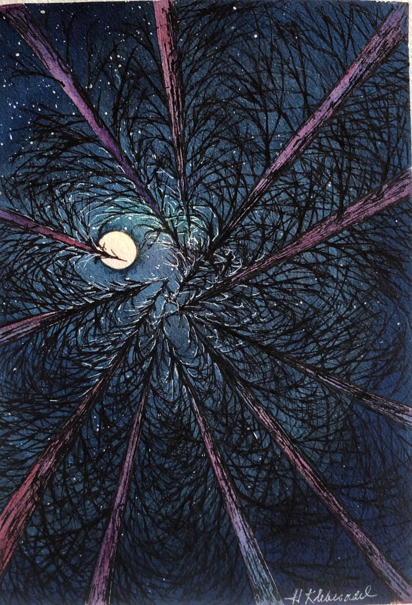 Forest Night- Drawing a Day #64 by Helen R Klebesadel 