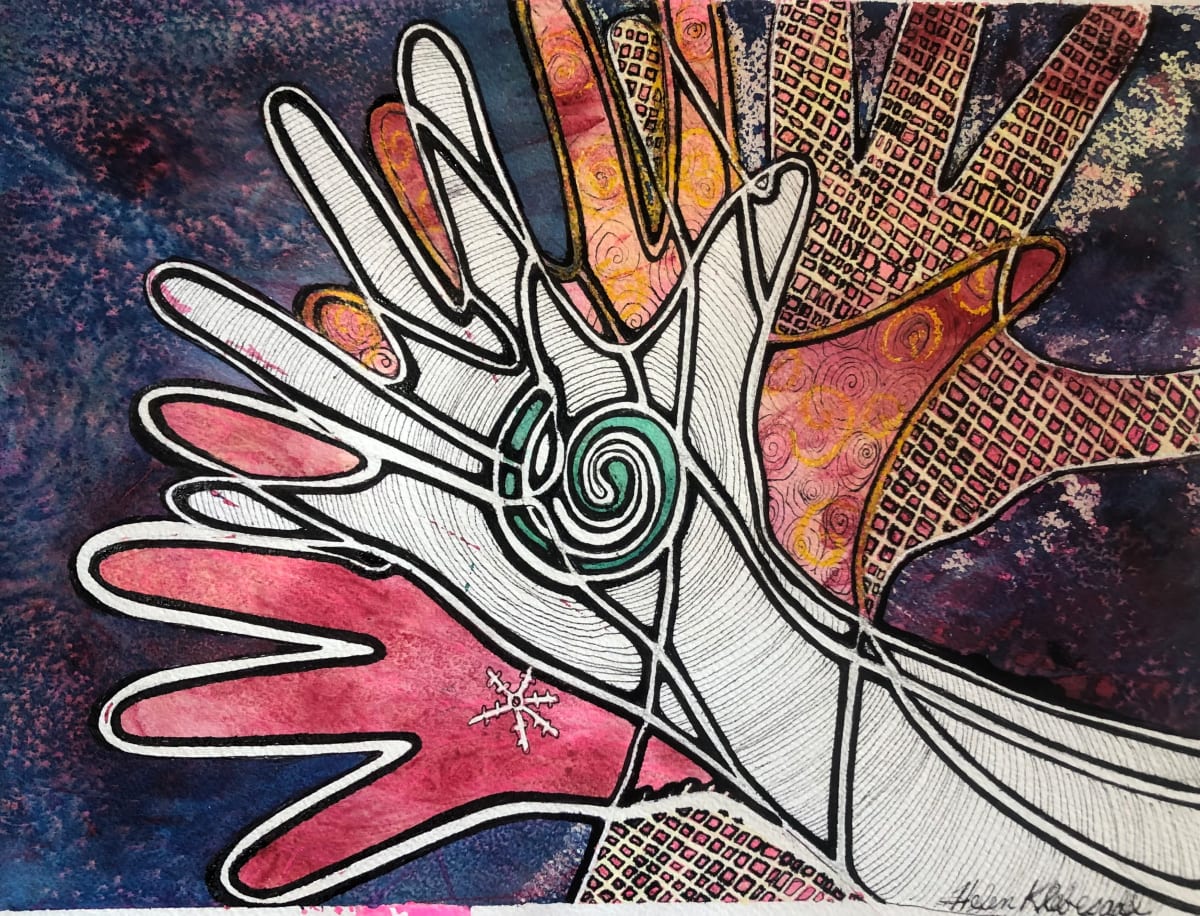 Hand Energy II - Drawing a Day #67 by Helen R Klebesadel 