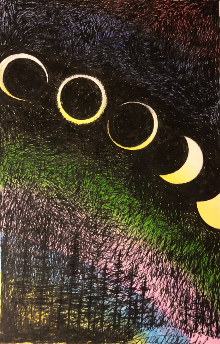 Moon 's Moment in the Sun -Drawing A Day #99 by Helen R Klebesadel 