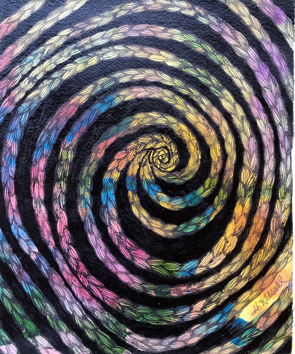 Spiral Braids - Drawing a Day #120 by Helen R Klebesadel 