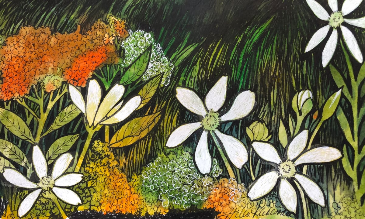 Blossoms-Drawing a Day #140 by Helen R Klebesadel 