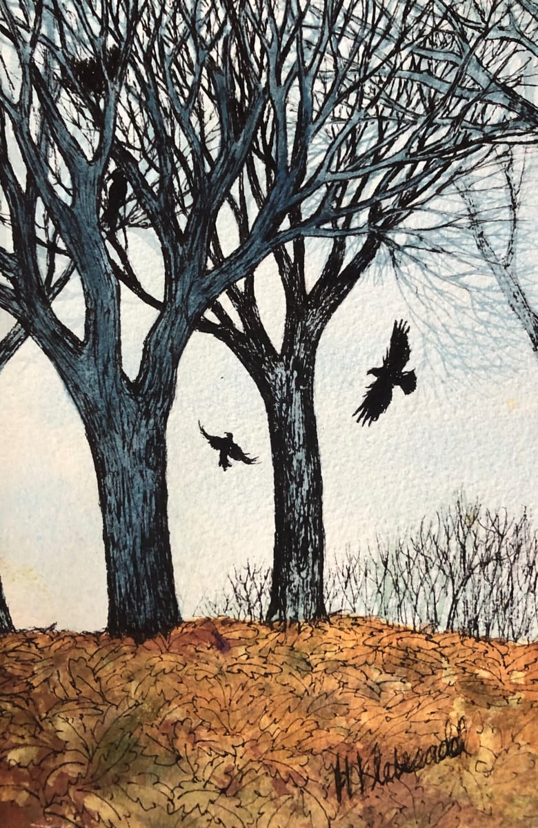 Oak Grove III - Drawing a Day #155 by Helen R Klebesadel 