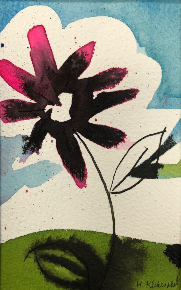 Ink Flower Abstract by Helen R Klebesadel 