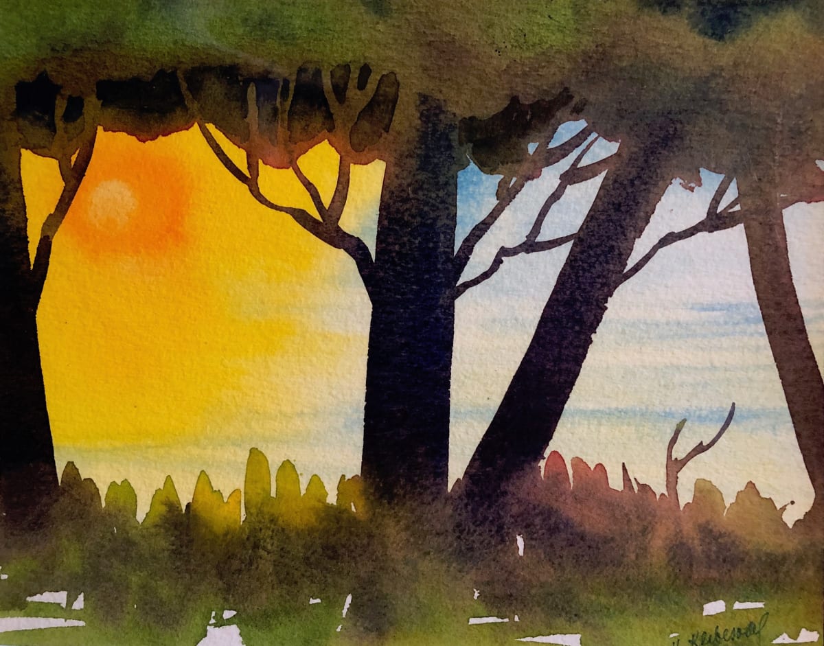 Sunset Lake Study by Helen R Klebesadel 