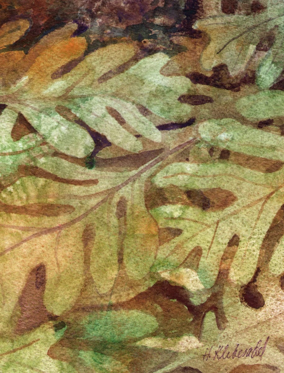 Oak Leaves II an original watercolor by Helen R Klebesadel 