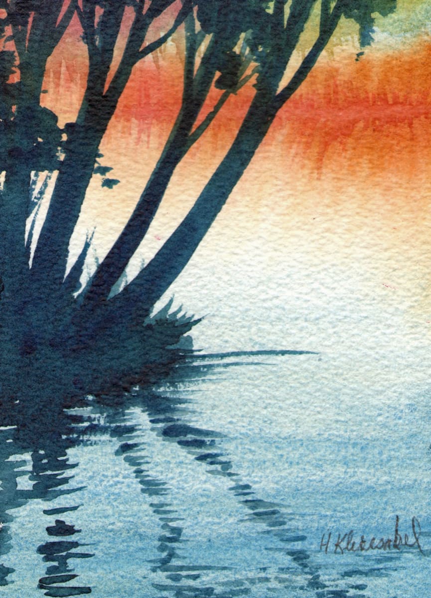 Reflection II an original watercolor by Helen R Klebesadel 