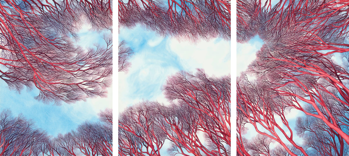 Intersectionality: Sacred Grove Triptych an original watercolor by Helen R Klebesadel  Image: Whole image