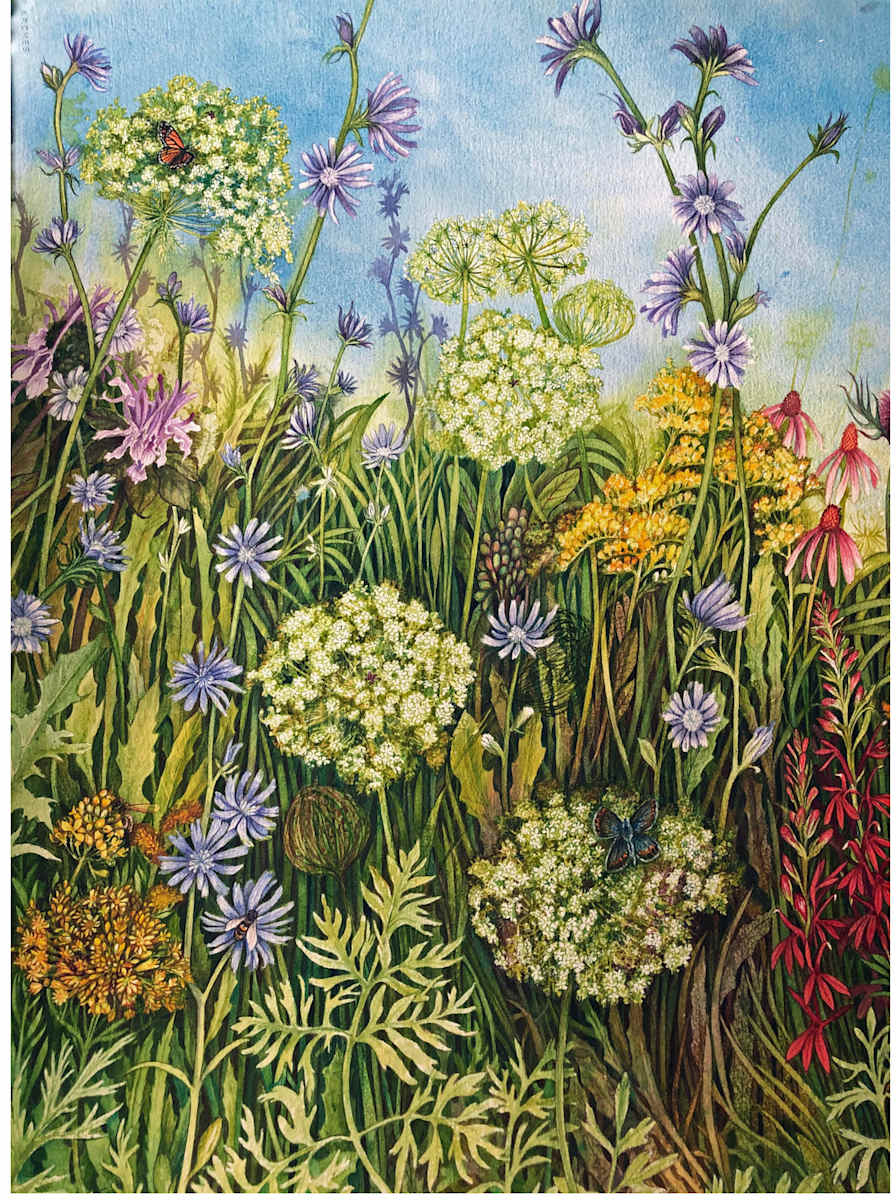 Greeting Card - High Summer Prairie (detail) by Helen R Klebesadel 