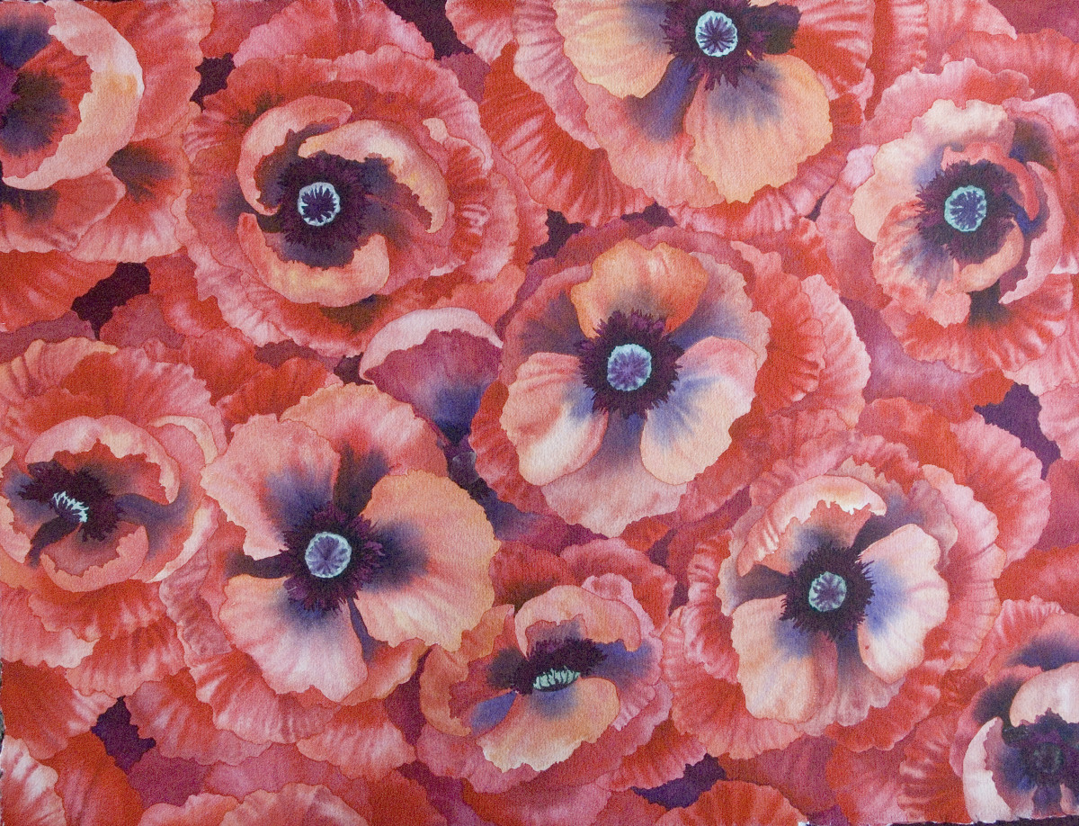 Wall Fiower Poppies by Helen R Klebesadel 