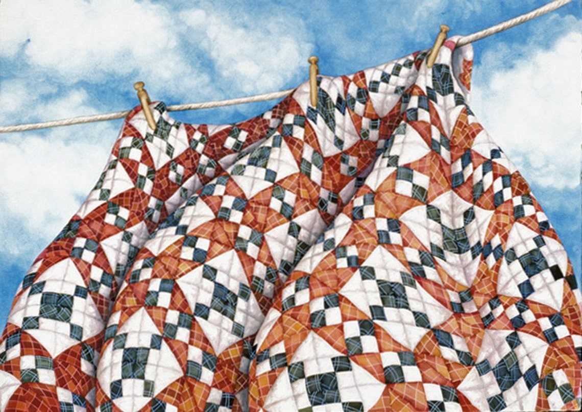 Freedom Quilt  limited edition giclee of an original watercolor by Helen R Klebesadel 