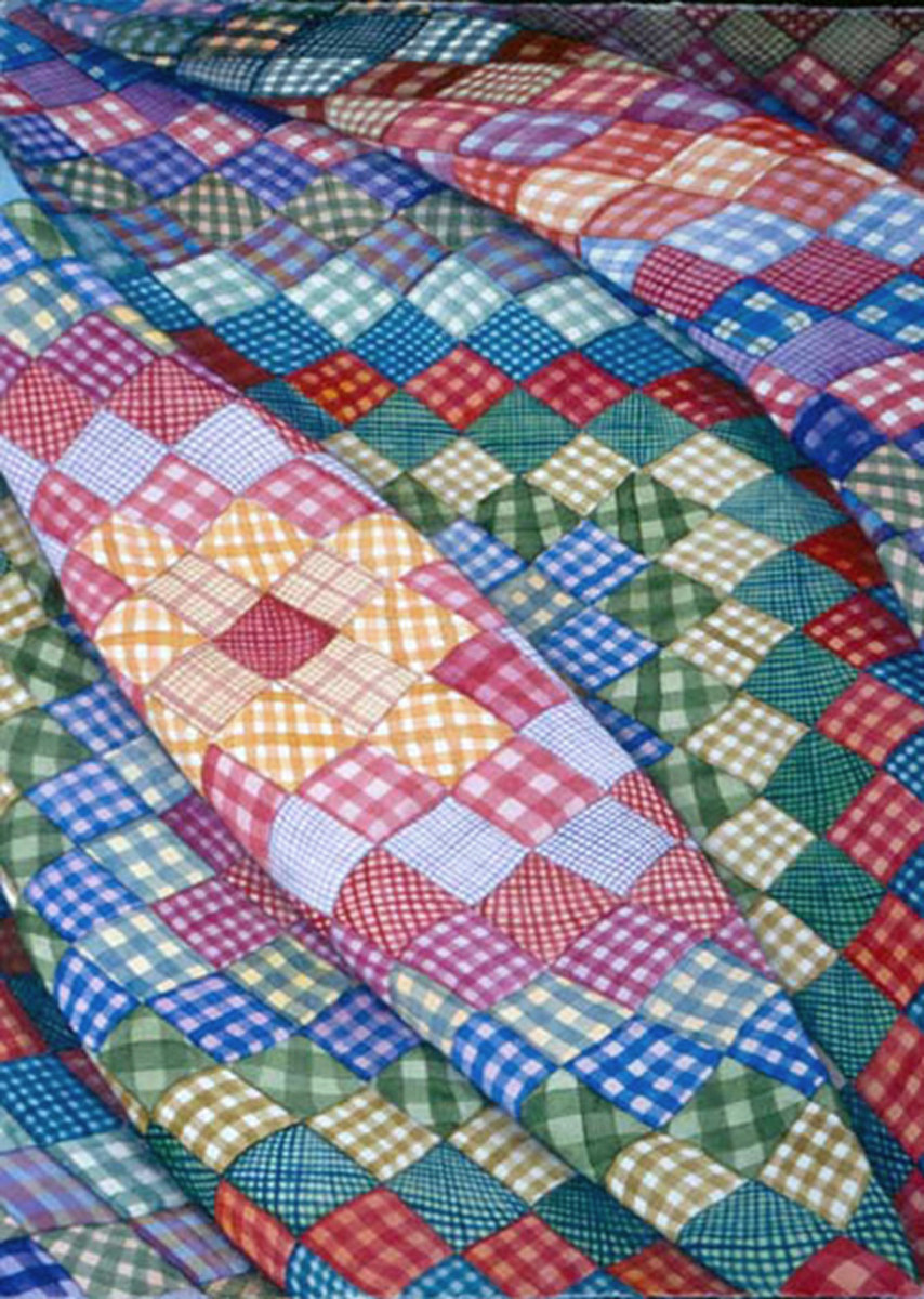 Gingham Square Quilt by Helen R Klebesadel 