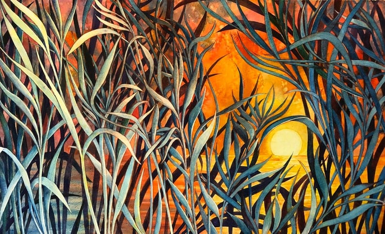 Sunrise Grasses a limited giclee print of an original watercolor 