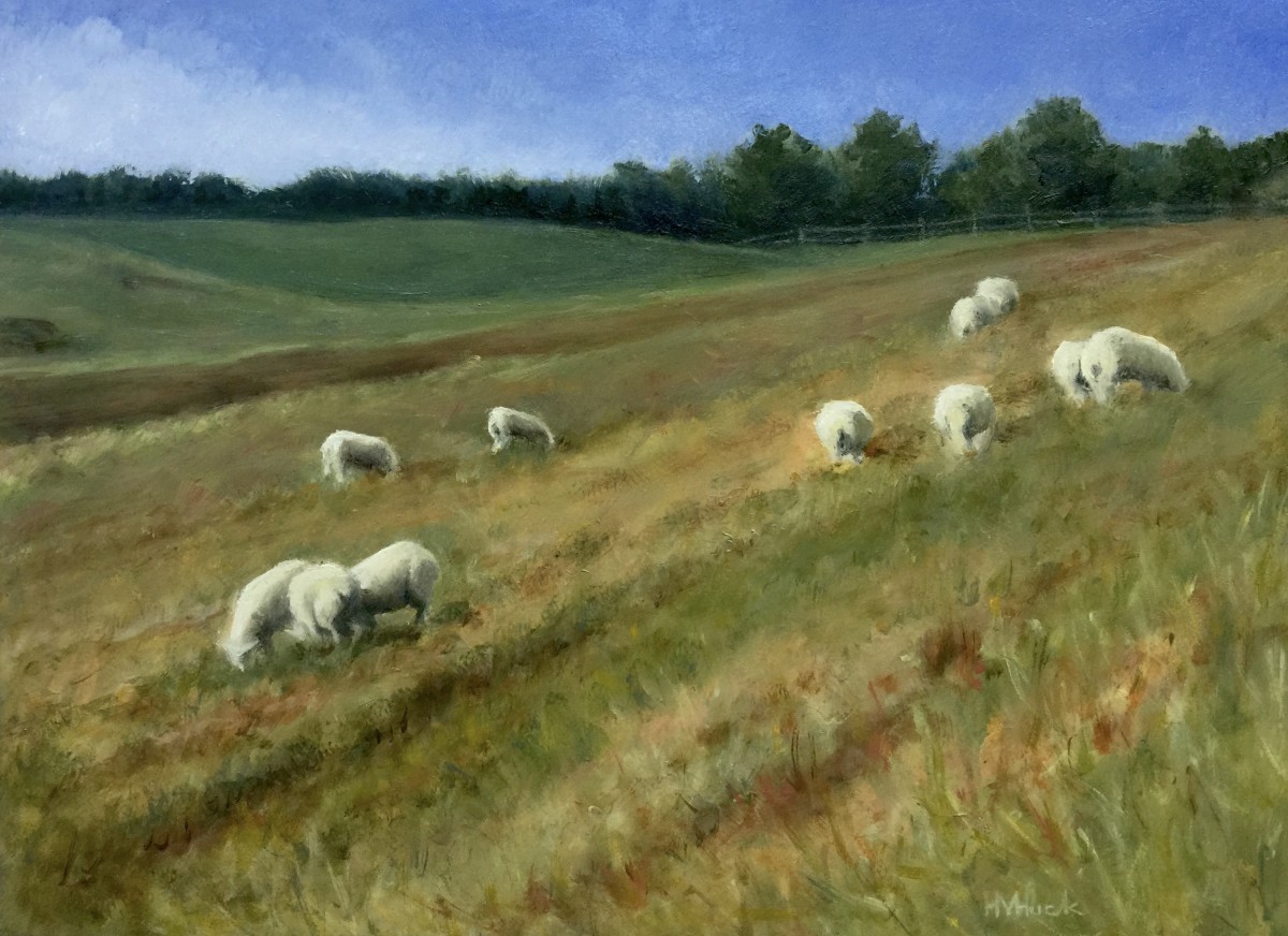 Grazing Sheep by Heidi V Huck 