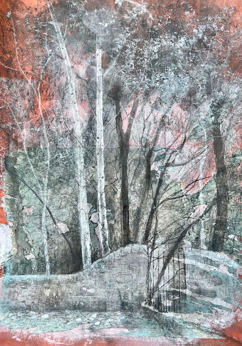 At the Gate in the Stone Wall, Waiting by Julie Galante, Image 1.