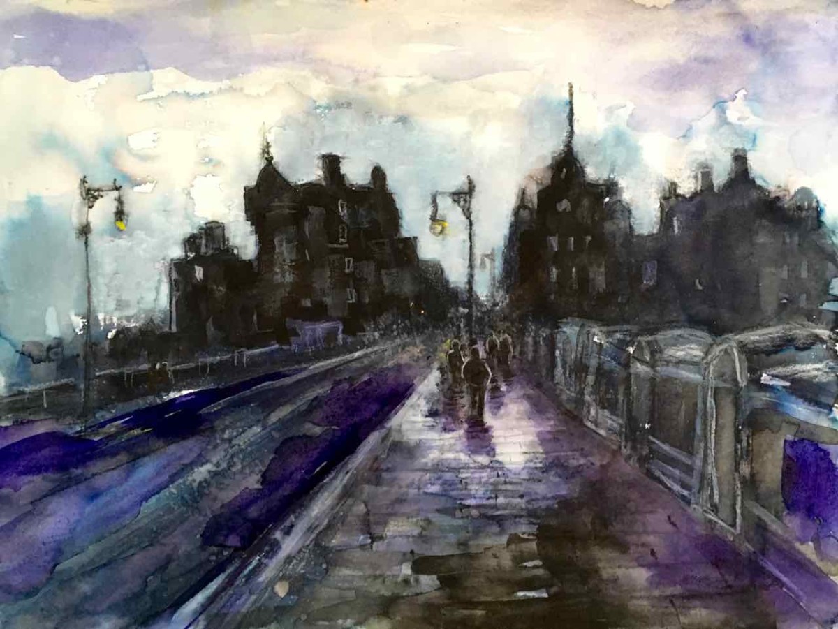 Rain on North Bridge Study by Julie Galante 