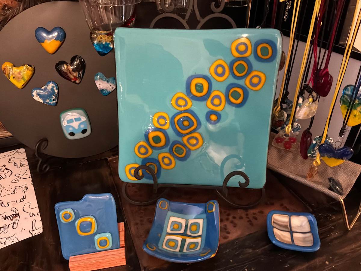 10” Turquoise Square with Stacked Marigold and Cobalt Squares by Candice Treat Murphy, Image 8.