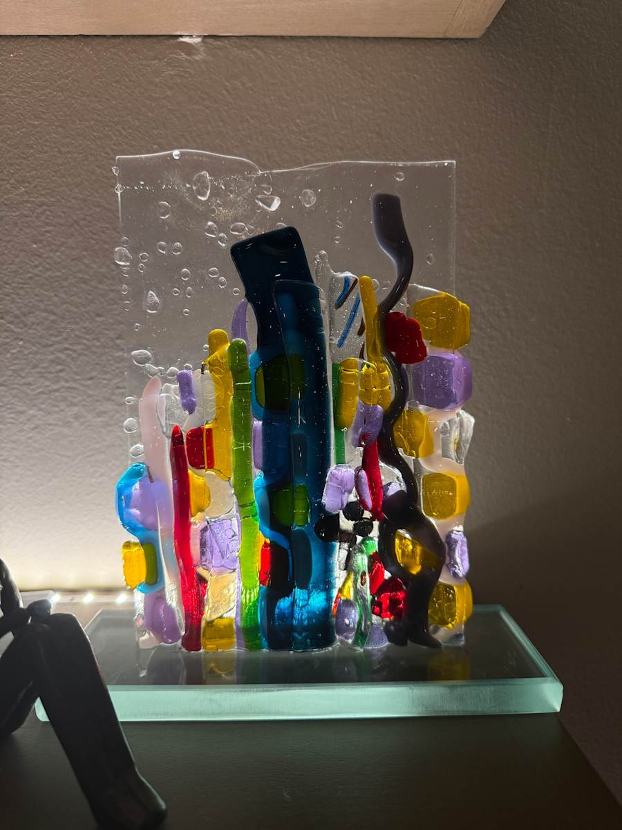 Rainbow On Edge Strip Sculpture II on Custom Stand by Candice Treat Murphy, Image 1.