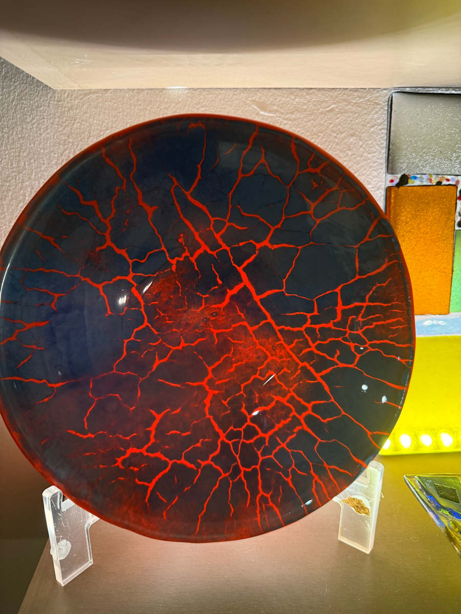 Orange and Navy Crackle Bowl by Candice Treat Murphy, Image 2.