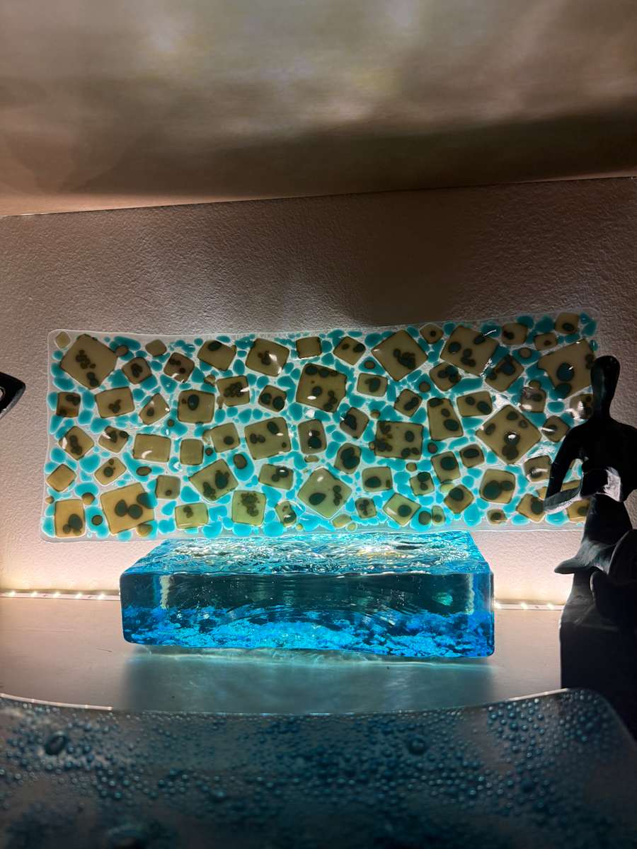 Turquoise and Vanilla Reaction Sushi Tray by Candice Treat Murphy, Image 1.