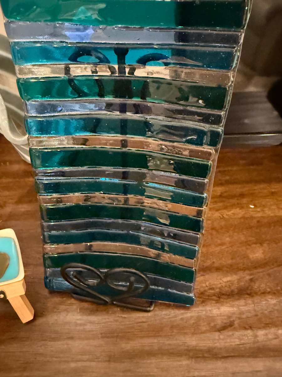 Blue and Turquoise Strips Sushi Tray by Candice Treat Murphy, Image 2.