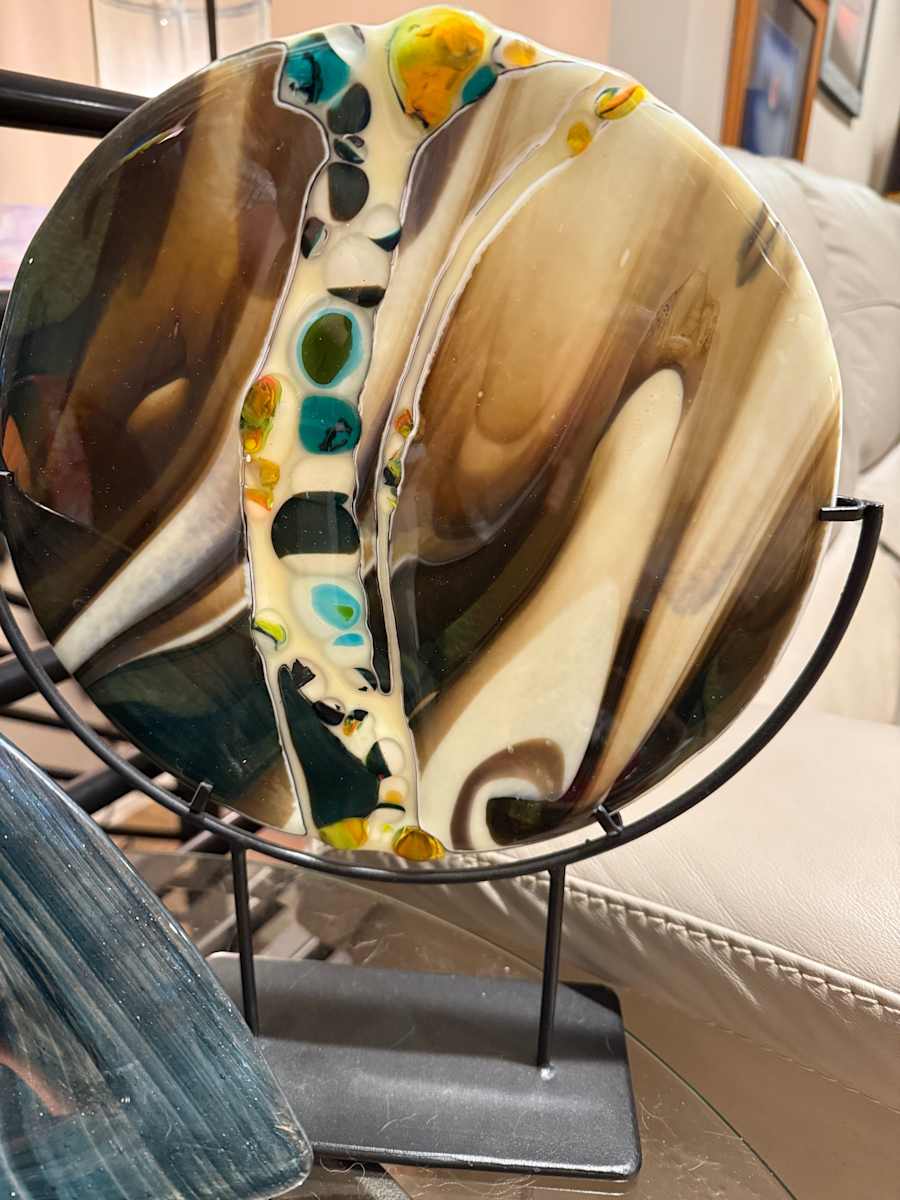 Vanilla & Brown Waves with Turquoise and Vanilla Stones by Candice Treat Murphy, Image 1.