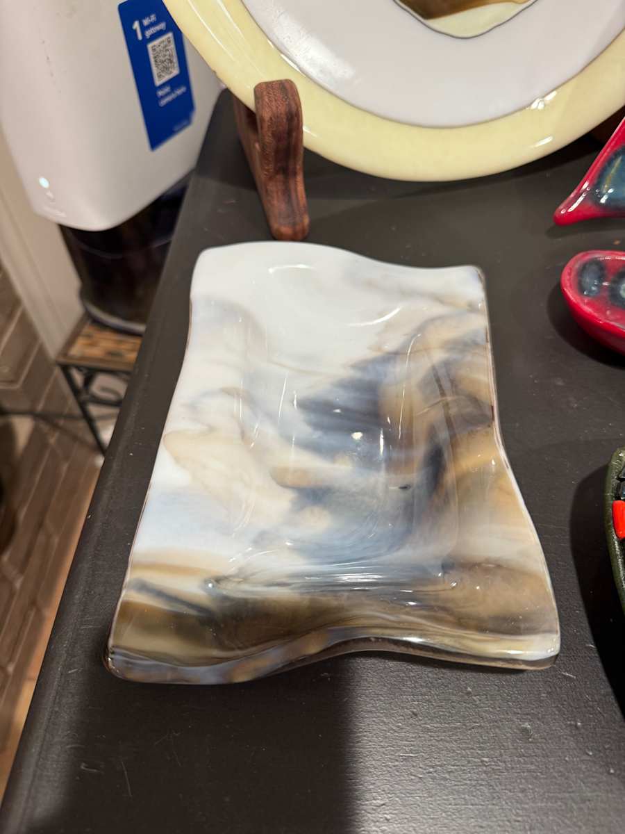 Ivory Brown Streaky Wave Tray by Candice Treat Murphy, Image 1.