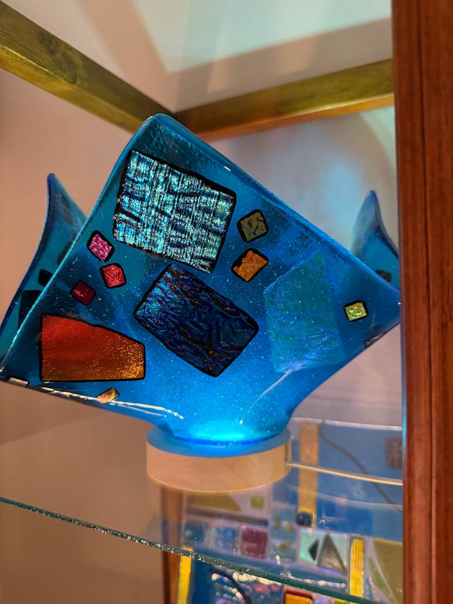 Modern Dichroic Blues Kerchief Vase by Candice Treat Murphy, Image 3.