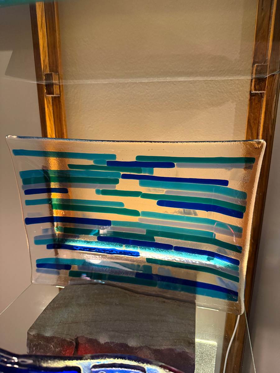 Blue and Turquoise Strips Sushi Tray Medium by Candice Treat Murphy, Image 2.