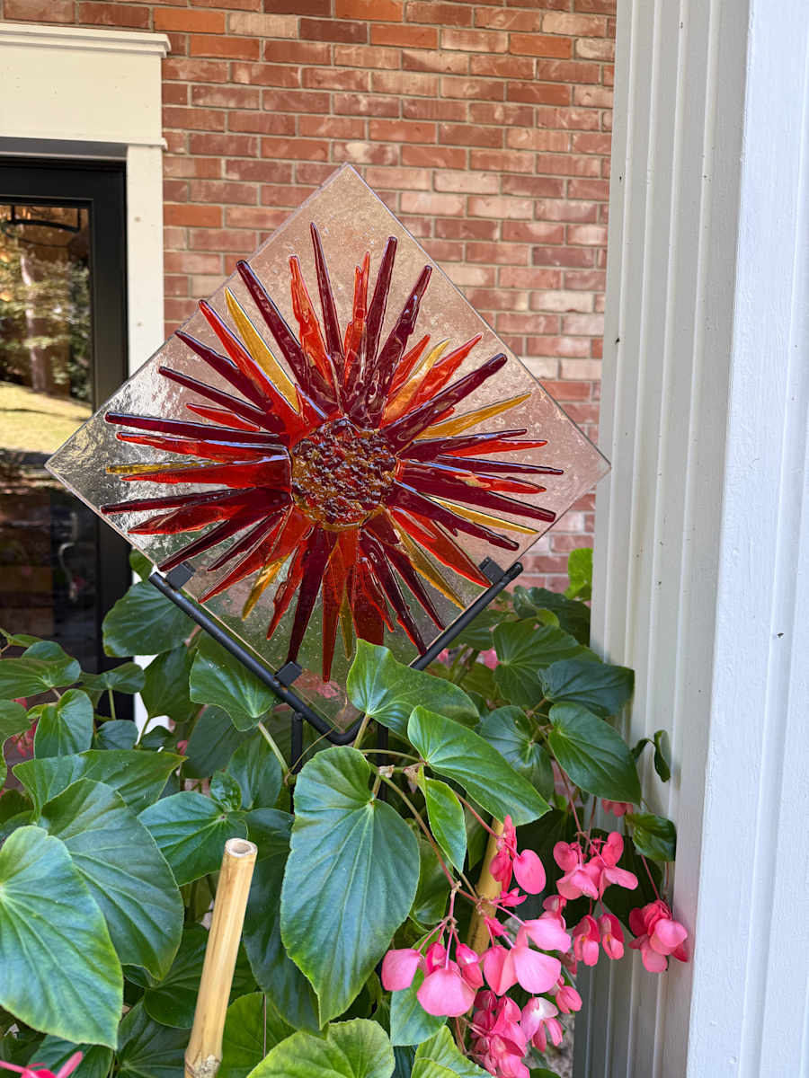 Transparent Reds Sunburst Garden Stake by Candice Treat Murphy, Image 1.