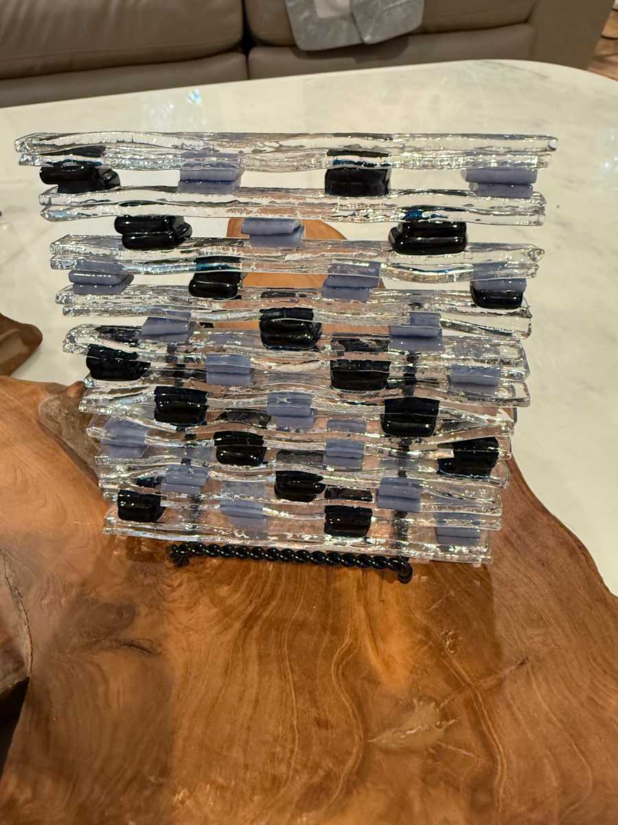 Netted On-Edge Glass Strips Dark Navy and Lavender by Candice Treat Murphy, Image 3.