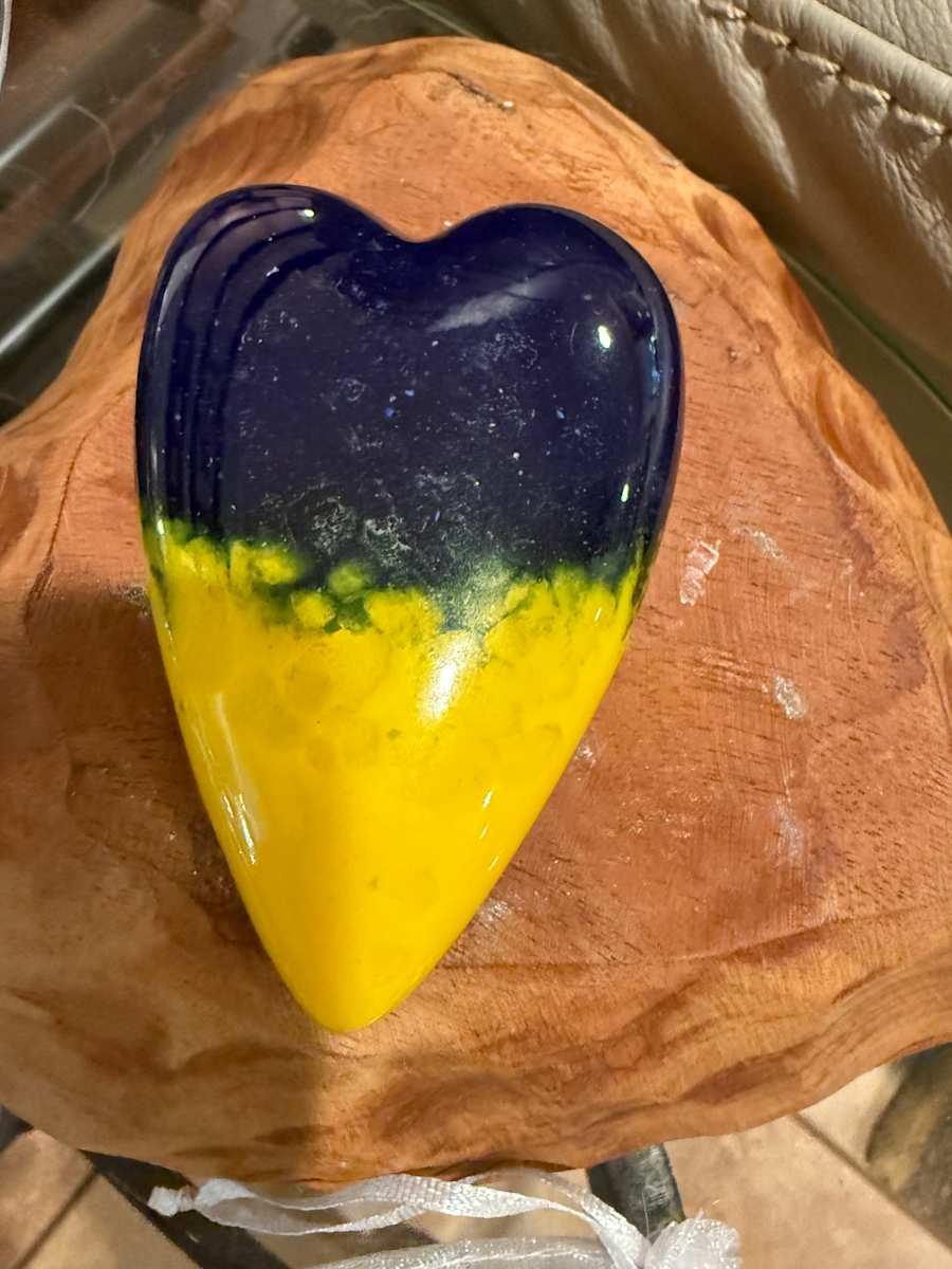 Ukraine Colors Large Heart Paperweight #1 by Candice Treat Murphy, Image 2.