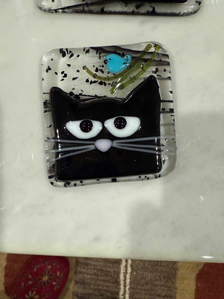 Peeky Black Cat 3” with Blue Bird I by Candice Treat Murphy, Image 3.