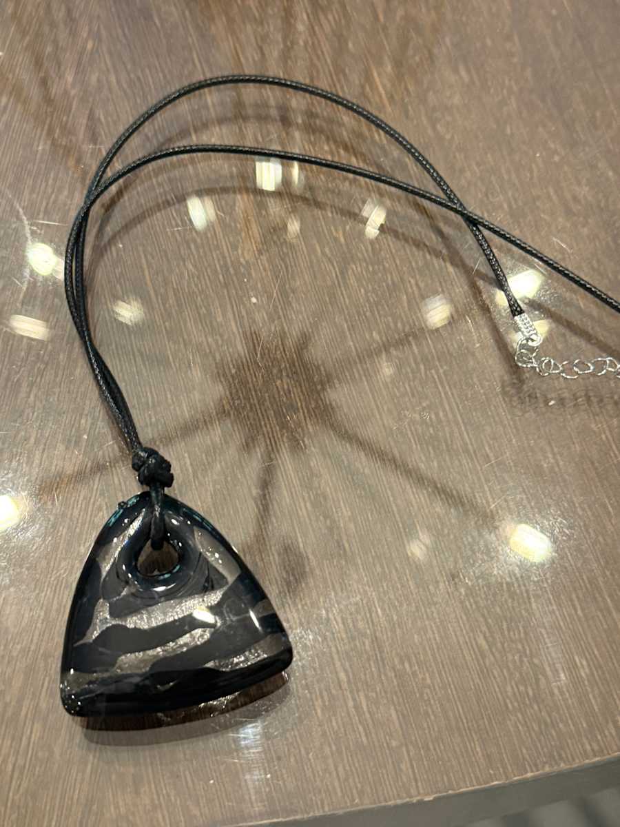 Triangle Necklace Black and Clear by Candice Treat Murphy, Image 2.