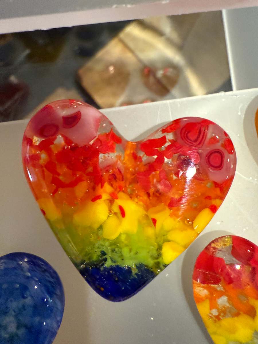 2" Pocket Heart Bright Rainbow #1 by Candice Treat Murphy, Image 2.