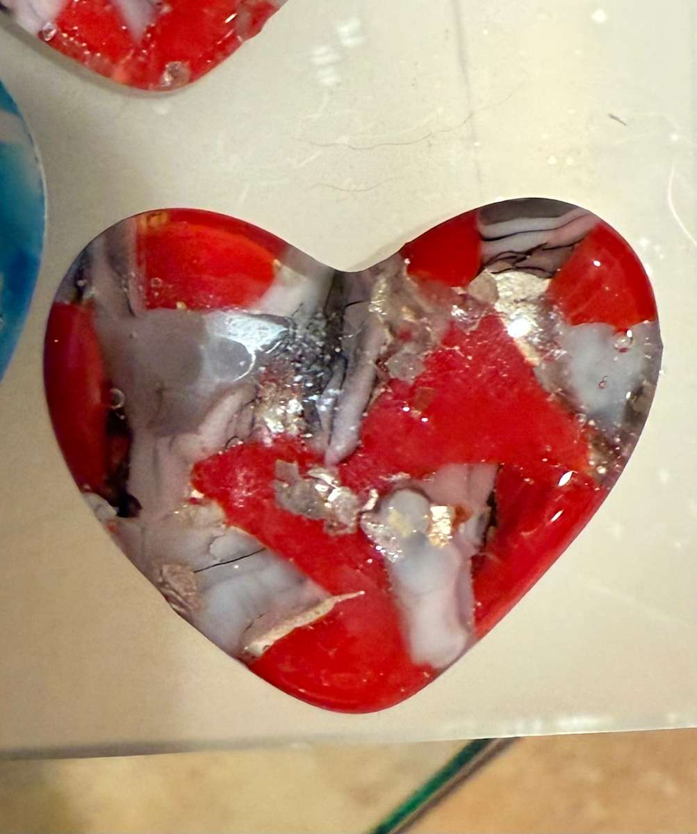 1.5” Tiny Pocket Heart Red and Grey #2 by Candice Treat Murphy, Image 3.