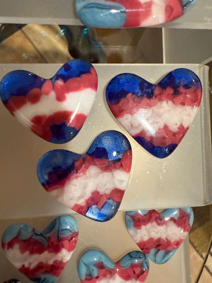 2" Pocket Heart Blue White Pink #4 by Candice Treat Murphy, Image 1.