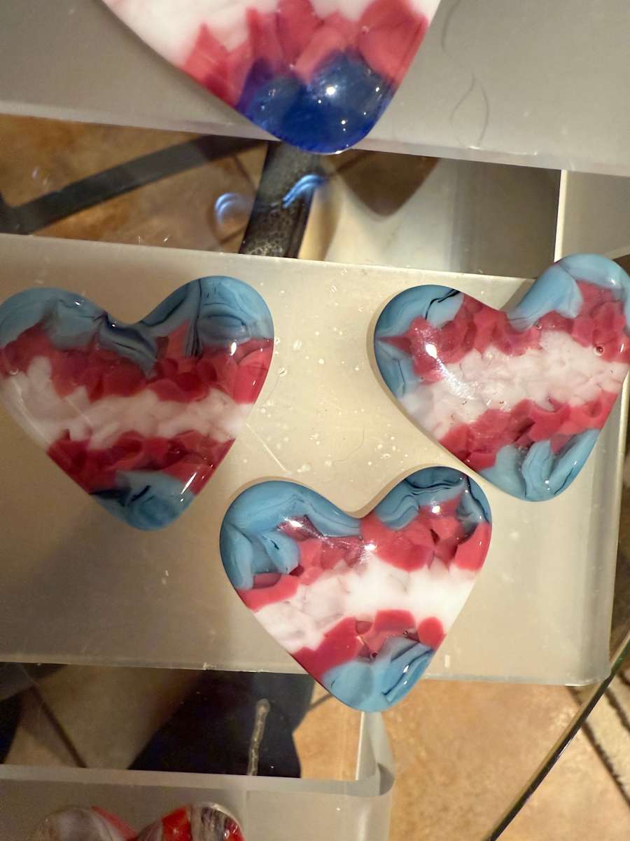 2" Pocket Heart Blue White Pink #1 by Candice Treat Murphy, Image 1.