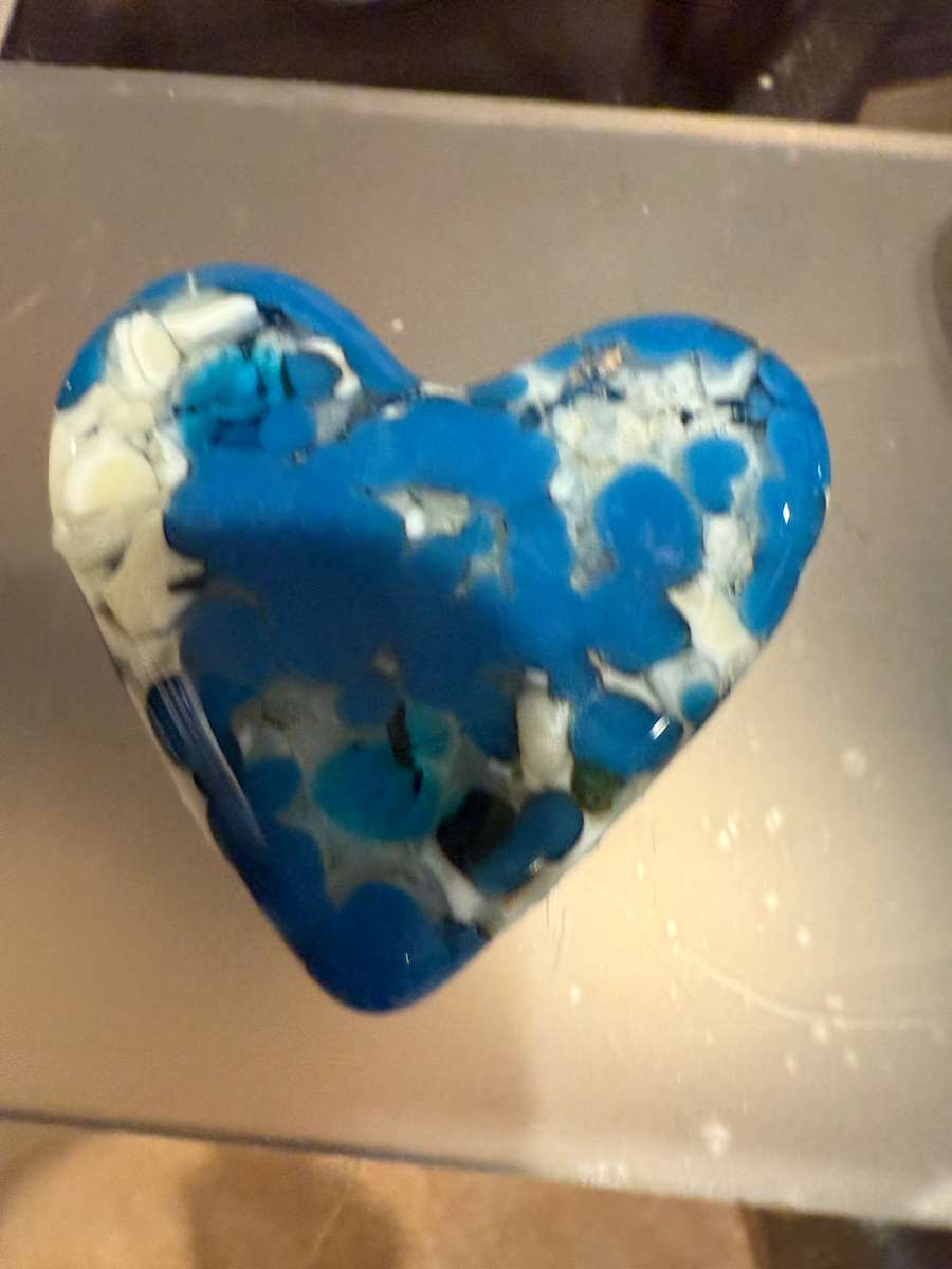 2" Pocket Heart Blue and White #2 by Candice Treat Murphy, Image 2.
